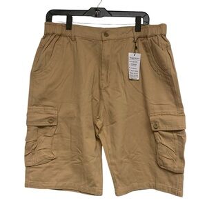 NEW Vcansion mens cargo shorts warm sand six pockets cotton casual waist 36